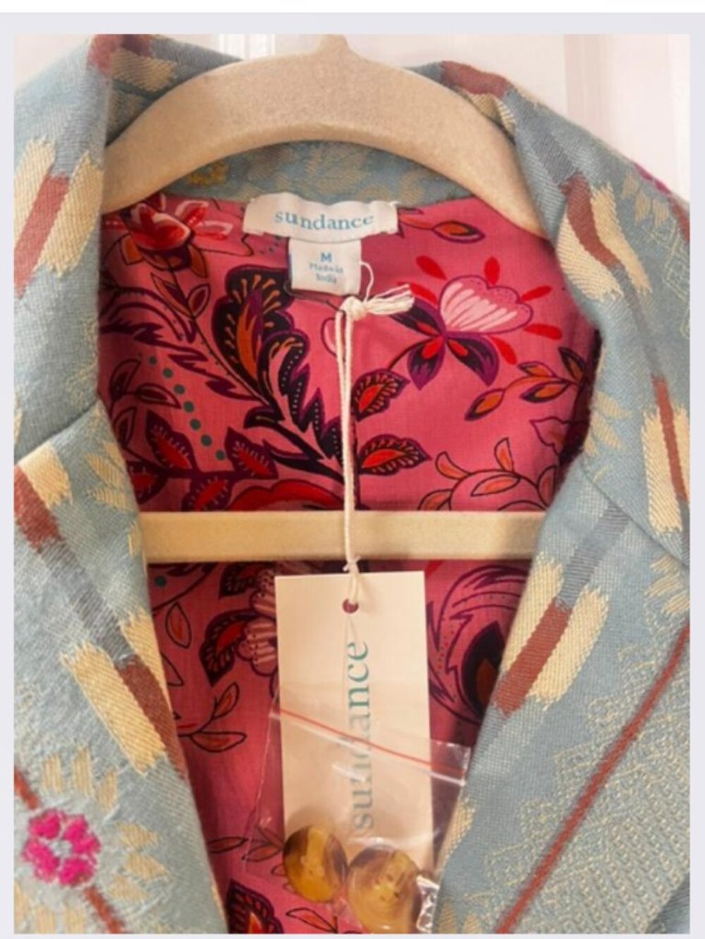 Sundance Seraphine Floral Embroidered Blazer in Turquoise Motif: Size Medium-NWT - Picture 8 of 9